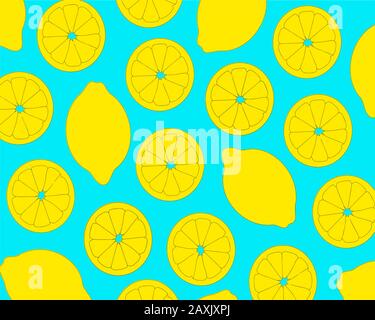 Lemon seamless pattern, Watercolor fruit background, Citrus
