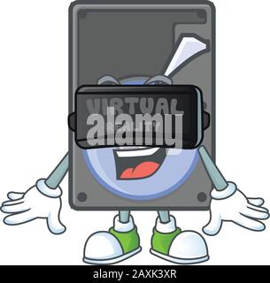 A smart character of hard disk with Virtual reality headset Stock Vector