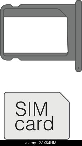 Small Nano Sim Card and Sim Card Tray for Smartphone. Stock Vector illustration isolated on white background. Stock Vector