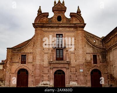 Main entrance facade of Saint Augustine the Old Man Church in the old town of Talavera de la Reina. Stock Photo