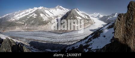 Grosser Aletschgletscher gesehen vom Eggishorn Stock Photo