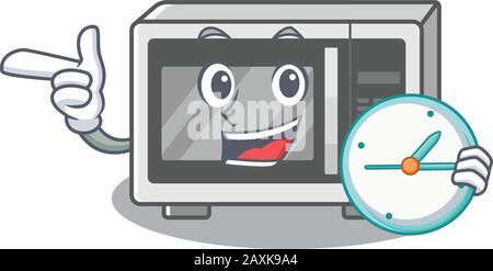 cartoon character the concept microwave having clock Stock Vector