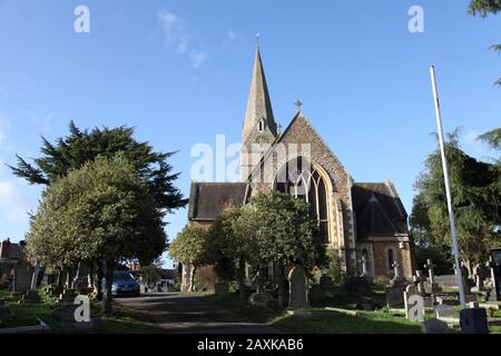 The parish church of Esher, Christ Church (Church of England) in the Diocese of Guildford at Esher, Surrey, UK, February 2020 Stock Photo