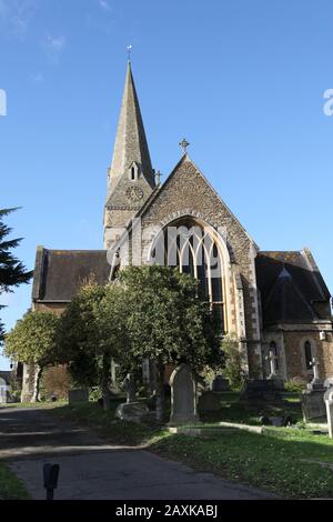 The parish church of Esher, Christ Church (Church of England) in the Diocese of Guildford at Esher, Surrey, UK, February 2020 Stock Photo