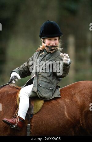 Zara Phillips at The Tidworth Horse Trials, England March 1988 Stock Photo