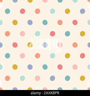 Polka dot pattern background design. Colourful spotted vector seamless repeat background design. Stock Vector