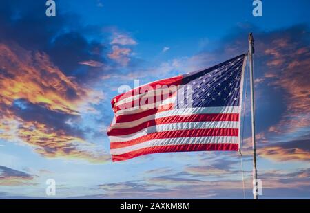 Red White and Blue on Sunset Stock Photo