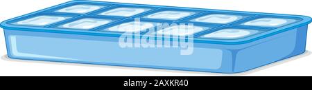 Ice tray full of ice on white background illustration Stock Vector