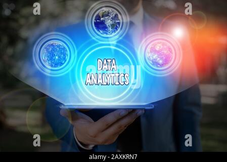 Conceptual hand writing showing Data Analytics. Concept meaning process of examining data sets in order to draw conclusions Elements of this image fur Stock Photo