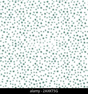 Starry sky seamless pattern with simple stars on white background. Watercolor doodle illustration. Water color star repeating pattern. Constellations Stock Photo