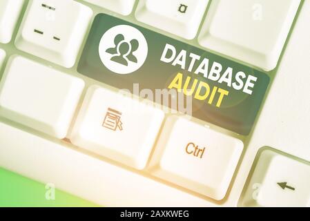 Text sign showing Database Audit. Business photo text auditing of data to assess its quality for a specific purpose Stock Photo