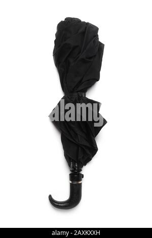 Black male automatic umbrella isolated on white Stock Photo