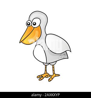 Cartoon funny cute bird on white background Stock Vector