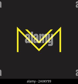 letter vm simple geometric thin line logo vector Stock Vector