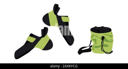 Climbing shoes and chalk bag Stock Vector
