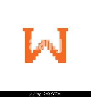 letter w geometric pixels logo vector Stock Vector