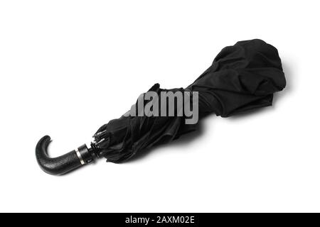 Black male automatic umbrella isolated on white Stock Photo