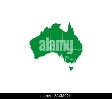 Australia map, states border map. Vector illustration. Stock Vector