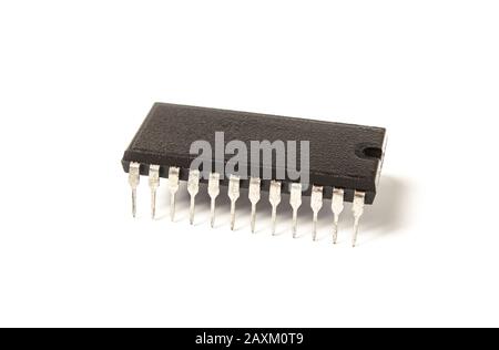 Electronic microcircuit isolated on white Stock Photo