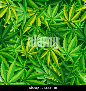 Cannabis Leaf Seamless Pattern Stock Vector