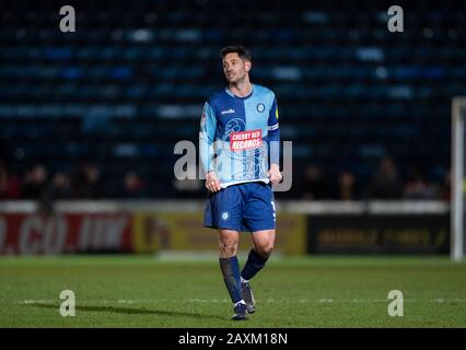 High Wycombe, UK. 11th Feb, 2020. Joe Jacobson of Wycombe Wanderers at full time during the Sky Bet League 1 match between Wycombe Wanderers and Fleetwood Town at Adams Park, High Wycombe, England on 11 February 2020. Photo by Andy Rowland. Credit: PRiME Media Images/Alamy Live News Stock Photo