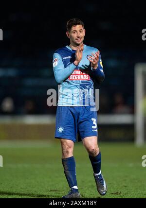 High Wycombe, UK. 11th Feb, 2020. Joe Jacobson of Wycombe Wanderers at full time during the Sky Bet League 1 match between Wycombe Wanderers and Fleetwood Town at Adams Park, High Wycombe, England on 11 February 2020. Photo by Andy Rowland. Credit: PRiME Media Images/Alamy Live News Stock Photo