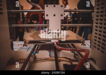 The process of working 3D printer and creating a three-dimensional object. Progressive modern additive technology Stock Photo