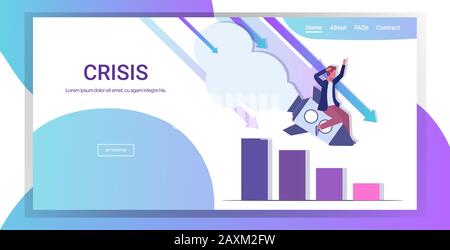 Shocked businessman and Falling Graph on Computer Display, Vector ...