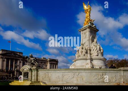 London, UK, March 2019, View of the Victoria Memorial in front of Buckingham Palace Stock Photo