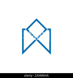 letter m geometric line square logo vector Stock Vector