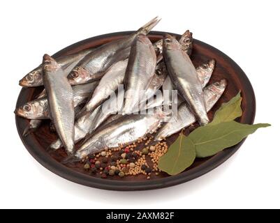 Sprat spicy salting in a plate Stock Photo