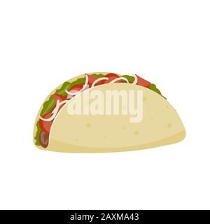 Mexican burritos with french fries and vegetables Icon. Vector image Stock Vector