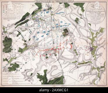 Plan of the Battle of Waterloo, June 18, 1815. Stock Photo