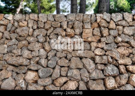 Majorcan dry stone wall, Majorca, Balearic Islands, Spain Stock Photo