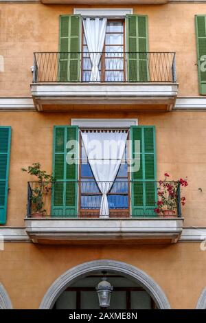 Facade at the Placa Major, Palma de Mallorca, Majorca, Balearic Islands, Spain Stock Photo