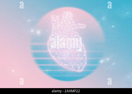 Beautiful abstract heart collage concept, contemporary colors and mood social background. Stock Photo