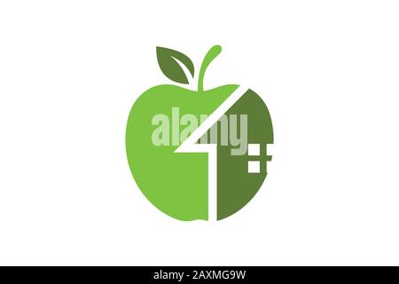 Apple and home logo sign symbol in flat style on white background Stock Vector