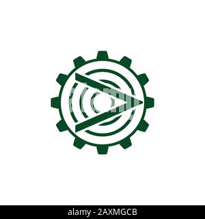 arrow cog machine industrial logo vector Stock Vector