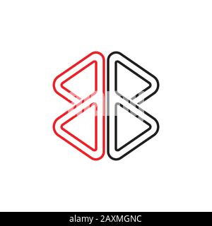 abstract letter bb stripes geometric triangle line logo Stock Vector