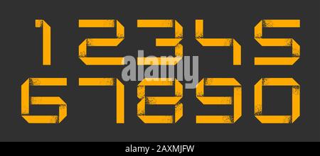 Numbers font made from white grunge paper stripe Stock Vector