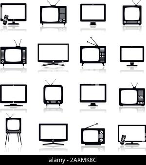 TV Icons Set Stock Vector
