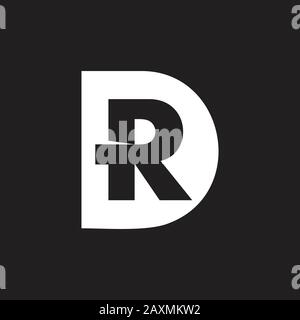 letters dr simple geometric negative space logo Stock Vector