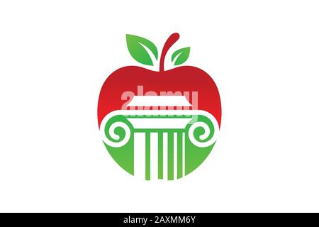 Apple and law pillar logo sign symbol in flat style on white background Stock Vector