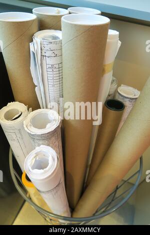 vintage architectural blueprints Stock Photo - Alamy