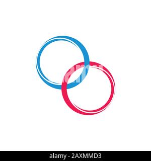 linked rings 3d logo vector Stock Vector