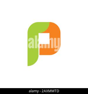letter rp simple geometric square logo vector Stock Vector