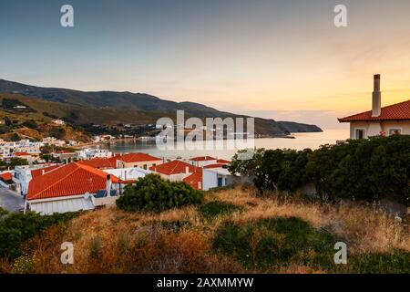 Chora of Andros island early in the morning. Stock Photo