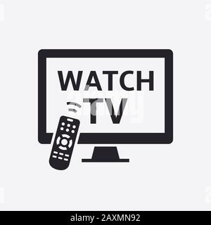 Television with remote control icon Stock Vector