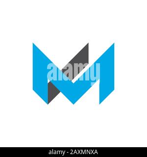 letter m simple geometric shadow logo vector Stock Vector