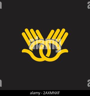 linked hand palm hi lines art symbol decoration vector Stock Vector